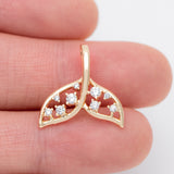 10pcs CZ Paved Mermaid Tail Charms, Whale Tail 18mm