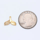 10pcs Whale Tail Charms, Brass, CZ Micro Paved Pendants for Jewelry DIY