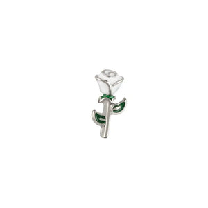 10pcs Long Stem Rose Charm for Living Glass Locket Necklace Bracelet