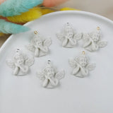10pcs Wing Angel 3D Resin Charms for Jewelry Findings Baby Face Crafts
