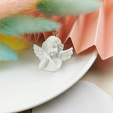 10pcs Wing Angel 3D Resin Charms for Jewelry Findings Baby Face Crafts