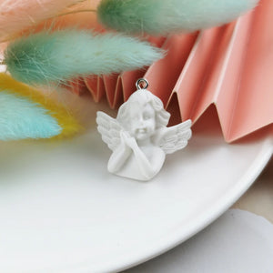 10pcs Wing Angel 3D Resin Charms for Jewelry Findings Baby Face Crafts