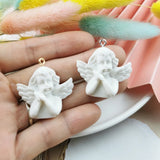 10pcs Wing Angel 3D Resin Charms for Jewelry Findings Baby Face Crafts
