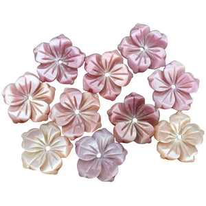 10pcs 12mm Pink Mother of Pearl Shell Flower Pendant Bead