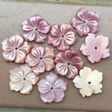 10pcs 12mm Pink Mother of Pearl Shell Flower Pendant Bead