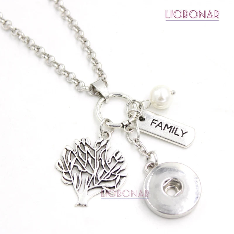 10pcs Family Tree Necklace Snap Necklaces 18mm Snap Jewelry for Family Gift