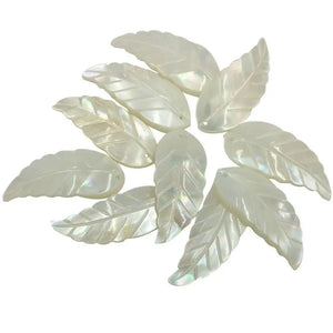 10pcs Mother of Pearl Shell Leaf Pendant Bead