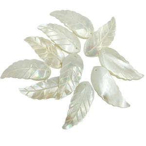 10pcs Mother of Pearl Shell Leaf Pendant Bead