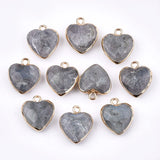 10pcs Heart Shape Natural Stone Pendents Charms For Women Jewelry