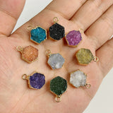 10pcs Natural Quartz Charm Pendant Dyed Metal Crystal Jewelry Accessories