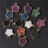 10pcs Natural Quartz Charm Pendant Dyed Metal Crystal Jewelry Accessories