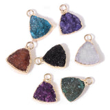 10pcs Natural Quartz Charm Pendant Dyed Metal Crystal Jewelry Accessories