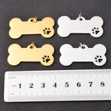 10pcs Stainless Steel Dog Bone Tag Dog Paw Pendant DIY Charm Jewelry