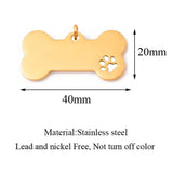 10pcs Stainless Steel Dog Bone Tag Dog Paw Pendant DIY Charm Jewelry