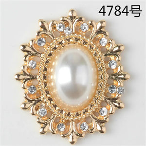10pcs Oval Pearl Crystal Metal Charms for Garden Shoes DIY Jewelry Making