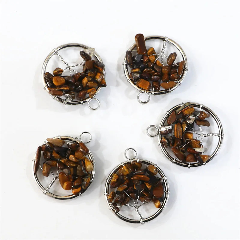 Wholesale Tiger Eye Stone Tree of Life Pendant Necklace