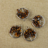 Wholesale Tiger Eye Stone Tree of Life Pendant Necklace