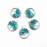 Wholesale Reiki Jewelry Turquoise Agate Stone Tree of Life Pendant Necklace