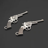 10pcs Silver Pistol Gun Charm Pendant For Keychain Necklace Jewelry Making