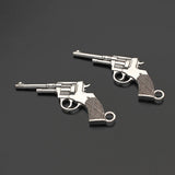 10pcs Silver Pistol Gun Charm Pendant For Keychain Necklace Jewelry Making