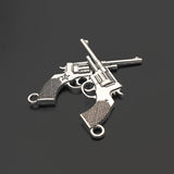 10pcs Silver Pistol Gun Charm Pendant For Keychain Necklace Jewelry Making