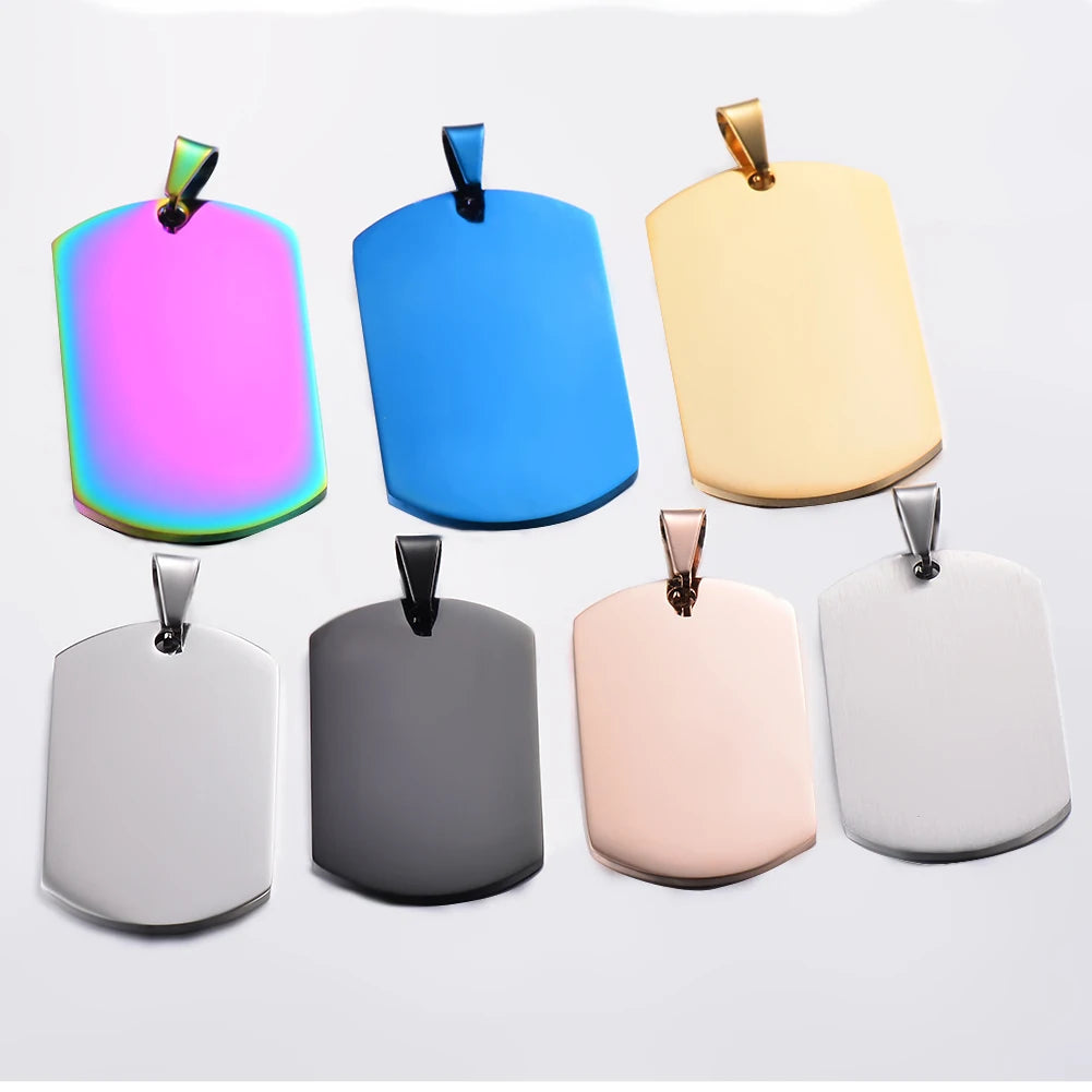 10pcs Stainless Steel Military Army Style ID Dog Tags Pendant Necklace
