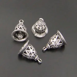 10pcs Antique Silver Bell Charm Pendants for DIY Bracelets