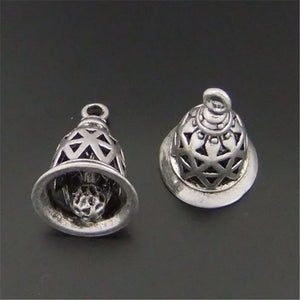 10pcs Antique Silver Bell Charm Pendants for DIY Bracelets