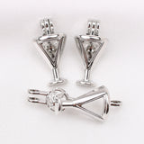 10pcs Pearl Cage Silver Plated Wine Goblet Locket Pendants
