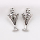 10pcs Pearl Cage Silver Plated Wine Goblet Locket Pendants