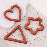 10pcs Wood Star Drop Earrings Charms Bezel Frame Triangle Heart Resin