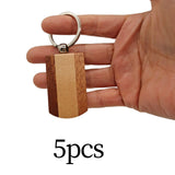 10pcs Wooden Keychain Rectangular Collectible Key Ring Car Bag Hanging Pendant