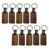 10pcs Wooden Keychain Rectangular Collectible Key Ring Car Bag Hanging Pendant