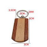 10pcs Wooden Keychain Rectangular Collectible Key Ring Car Bag Hanging Pendant