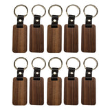10pcs Wooden Keychain Rectangular Collectible Key Ring Car Bag Hanging Pendant