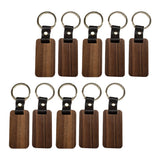 10pcs Wooden Keychain Rectangular Collectible Key Ring Car Bag Hanging Pendant