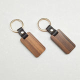 10pcs Wooden Keychain Rectangular Collectible Key Ring Car Bag Hanging Pendant
