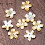 10pcs Yellow Mother of Pearl Shell Carved Flowers 14mm Flat Back