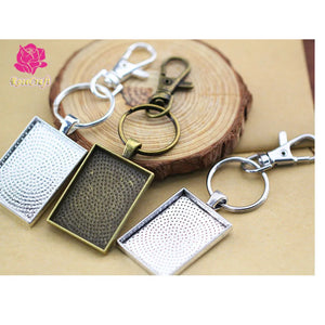 10pcs Rectangle Blank Pendant Keychain Kit