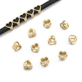 10pcs Heart Slider Spacer Beads for DIY Bracelet Findings