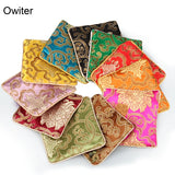 10pcs Silk Jewelry Organizer Pouches Embroidery Flower Bags Coin Purse