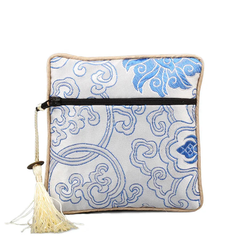 10pcs Silk Jewelry Organizer Pouches Embroidery Flower Bags Coin Purse