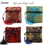 10pcs Silk Jewelry Organizer Pouches Embroidery Flower Bags Coin Purse
