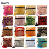 10pcs Silk Jewelry Organizer Pouches Embroidery Flower Bags Coin Purse