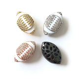 10pcs Zirconia Paved American Football Spacer Beads Bling Gold-Plated