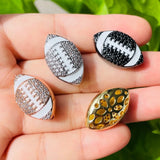 10pcs Zirconia Paved American Football Spacer Beads Bling Gold-Plated