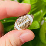 10pcs Zirconia Paved American Football Spacer Beads Bling Gold-Plated
