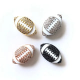 10pcs Zirconia Paved American Football Spacer Beads Bling Gold-Plated