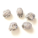 Zirconia Paved Football Helmet Spacer Beads Bling Gold-Plated Jewelry Finding