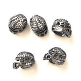 Zirconia Paved Football Helmet Spacer Beads Bling Gold-Plated Jewelry Finding